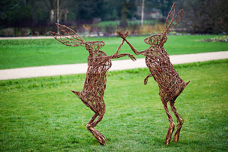 two brown hare topiary frames thumbnail
