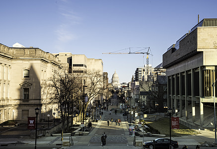 Looking down the capital from Bascom Hill in Madison, Wisconsin thumbnail