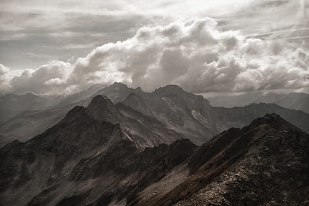 grayscale photography of mountains thumbnail