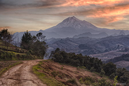 panoramic photography of road with mountain background thumbnail