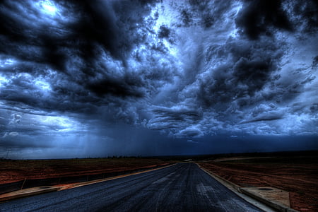 high-way road during cloudy day thumbnail