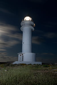 lighted lighthouse on cliff thumbnail
