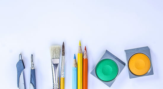 art materials, arts and crafts, bright, brush, colored pencils thumbnail