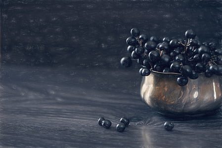 black berries on stainless steel bowl painting thumbnail