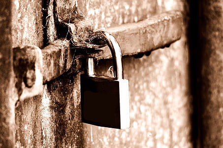 silver lock on brown door thumbnail