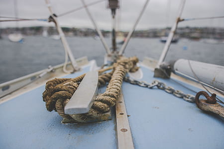 jute rope on boat beside chain thumbnail