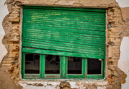 almost closed green wooden window thumbnail