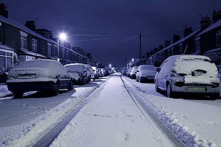 vehicles covered snow on the road thumbnail