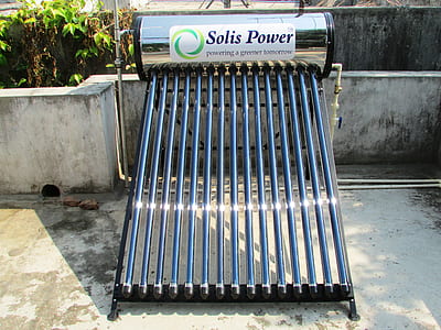 silver and black solar water heater thumbnail