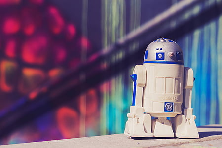 white and blue R2-D2 toy wallpaper thumbnail