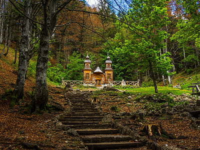 landscape photography of brown wooden house thumbnail