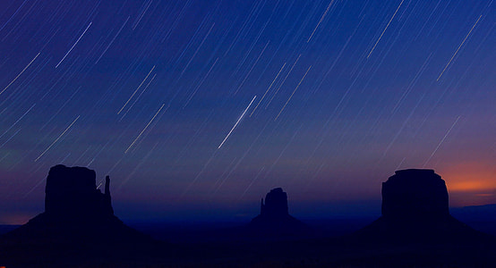 Star trails in the sky during the Perseid meteor shower thumbnail