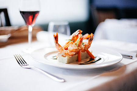 prawn shrimps on the plate near the fork thumbnail