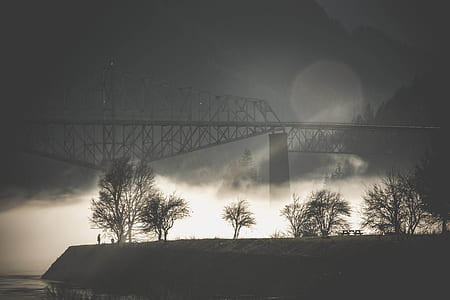 bridge, silhouette, fog, mist thumbnail