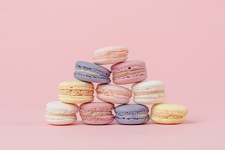 Pastel Macaron Pyramid On Pink Photo thumbnail