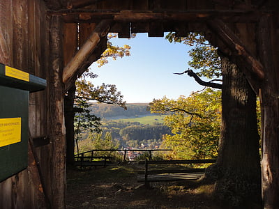 photography of brown wooden bench beside tree at daytime thumbnail