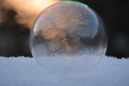 selective photo of bubble on frosted surface thumbnail