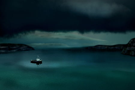 boat in the middle of body of water thumbnail