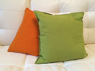 green and orange throw pillows thumbnail