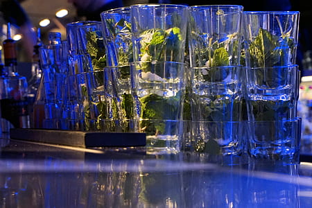 stacked clear-glass cups thumbnail
