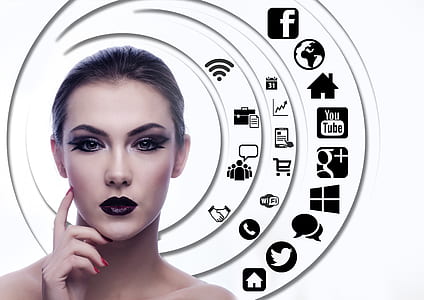woman with black lipstick and hair photo thumbnail