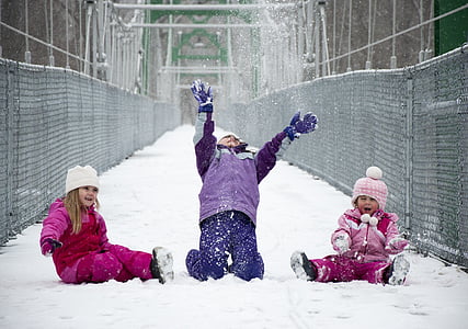 three children playing in snow thumbnail