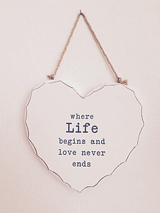 heart-shaped white and black where life begins and love never ends decorative board thumbnail