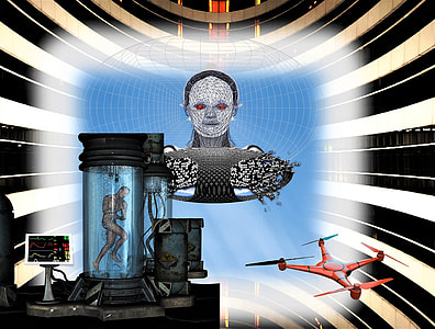 head bust, drone, and desktop computer graphic art thumbnail