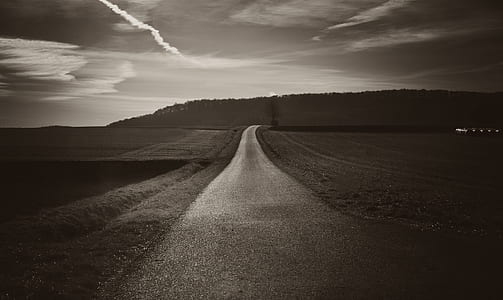 grayscale photo of paved road thumbnail