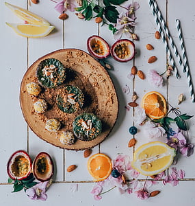 plate of cooked dishes with sliced of fruits thumbnail