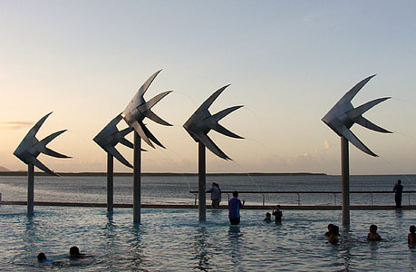 The Lagoon on Cairns Esplanade at sunset in Queensland, Australia thumbnail