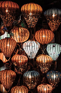 Brown and White Floral Print Lanterns thumbnail
