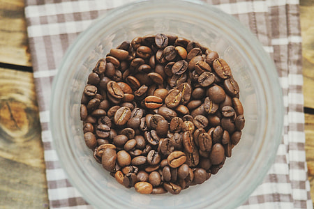 Overhead shot of coffee beans in a bowl thumbnail