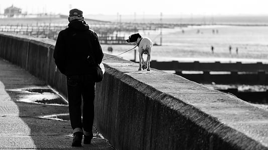 person in black pants near dock thumbnail