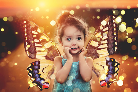girl with eastern tiger swallowtail butterfly wings graphic wallpaper thumbnail