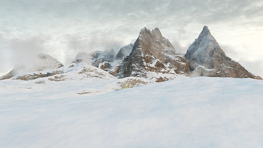 brown mountain on snow thumbnail