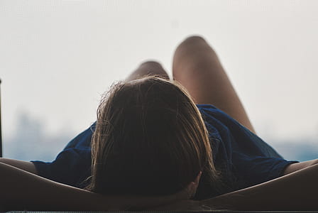 woman wearing blue shirt thumbnail