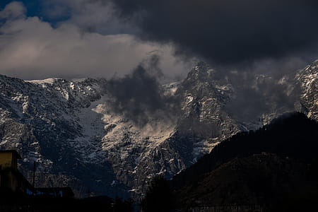 Snowy Mountain Peaks Under Cloudy Sky thumbnail