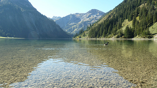 body of water near mountains thumbnail