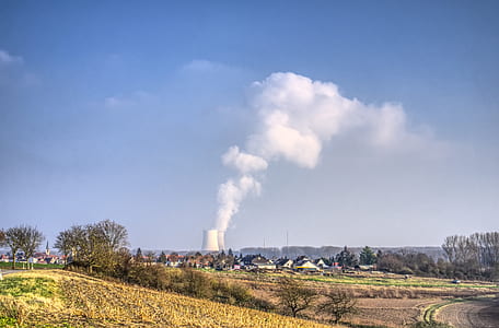 factory smoke going on sky at daytime thumbnail