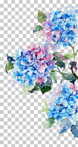Watercolor painting Flower Drawing, Watercolor flowers, painting of blue and pink flowers PNG clipart