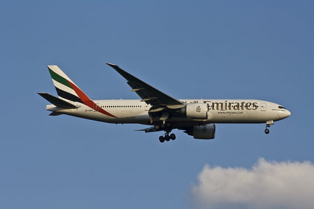 white and red Emirates airlines flying on air thumbnail