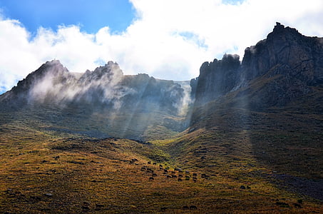 brown rock formation under white cloudy sky thumbnail
