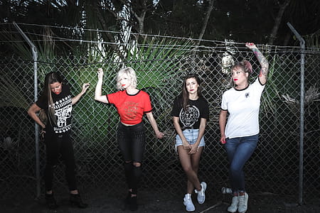 Group of Women Beside Stainless Steel Cyclone Fence thumbnail