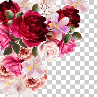 Flower bouquet Rose Drawing, Beautiful flowers material painting plant, assorted-color petaled flowers PNG clipart