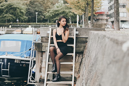 woman, female, ladder, steps, portrait thumbnail