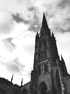 Greyscale Photo of Concrete Tower Building thumbnail