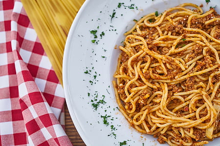 pasta dish on white ceramic bowl thumbnail