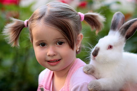toddler girl wearing pink shirt and white rabbit thumbnail