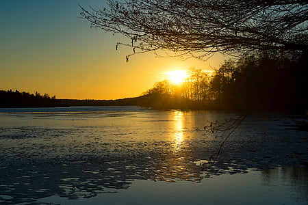 sunset, spring, melting, ice, nature, landscape thumbnail